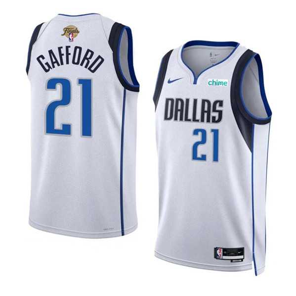 Men%27s Dallas Mavericks #21 Daniel Gafford White 2024 Finals Association Edition Stitched Basketball Jersey Dzhi->dallas mavericks->NBA Jersey